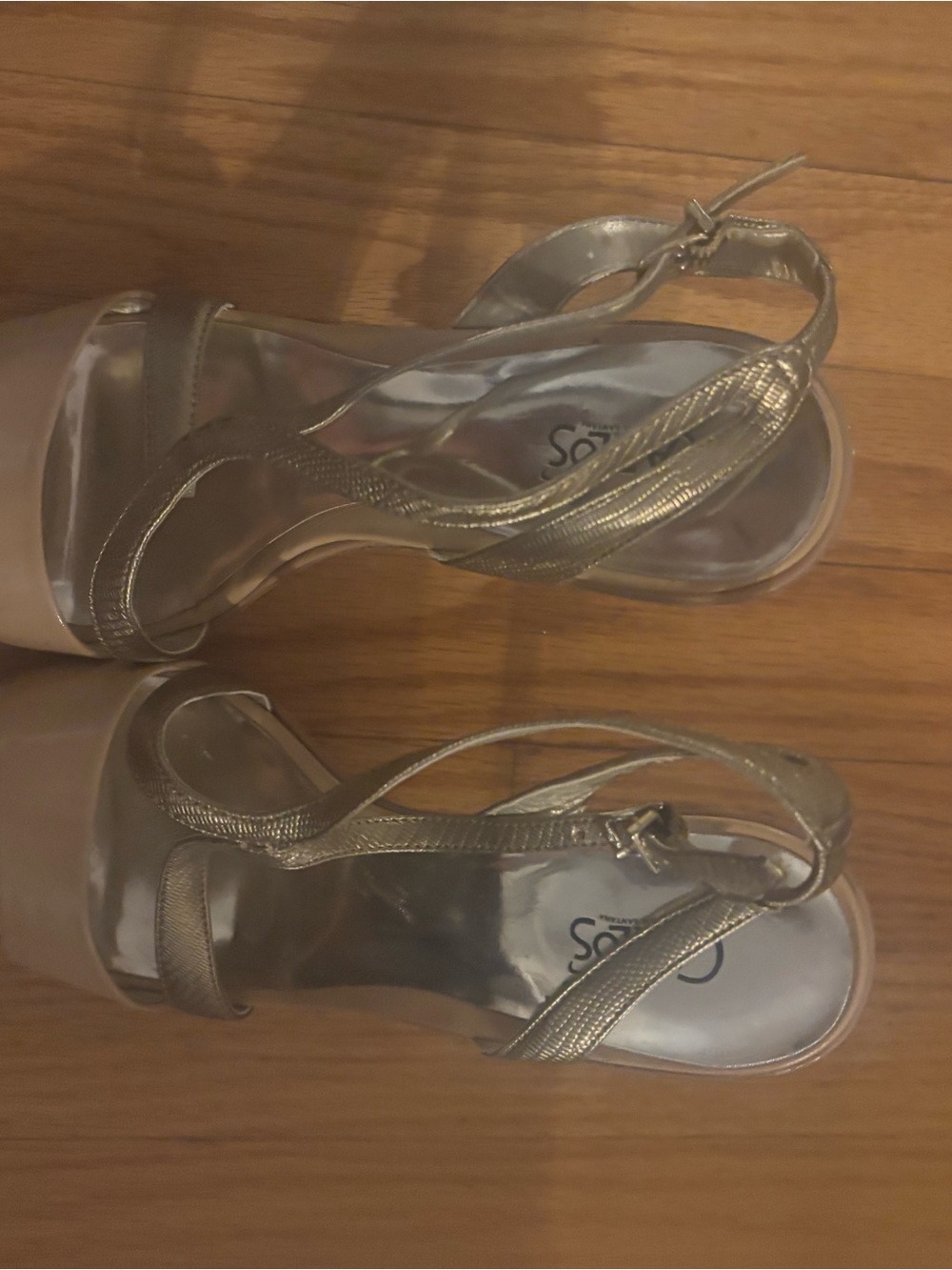 Carlos Santana Metallic Gold Strappy Slingback Heels
